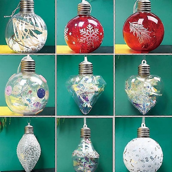 3 stk / sett Led julekuler Lysende økning atmosfære Rund form Høy lysstyrke Hengende dekorere Faux Fjær Transparent juletre Decora N 8 cm
