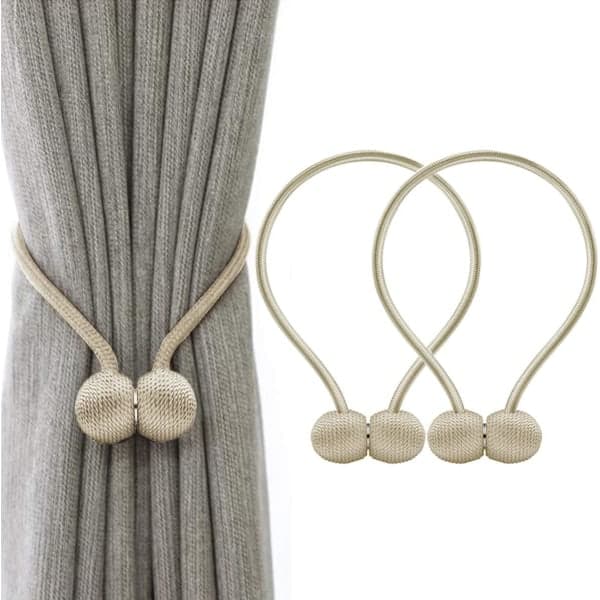 Gardinklemmer med magnetisk stropp (2-pakning) beige