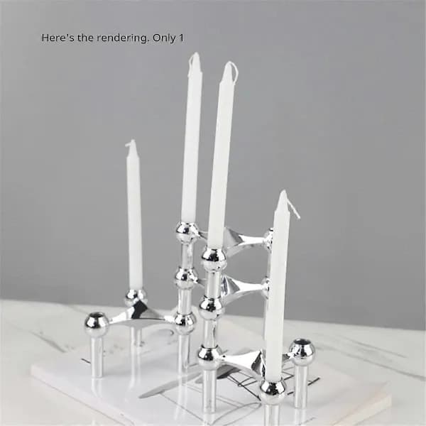 Metal Candle Holders, Nordic Molecular Structure, Silver Candlestick