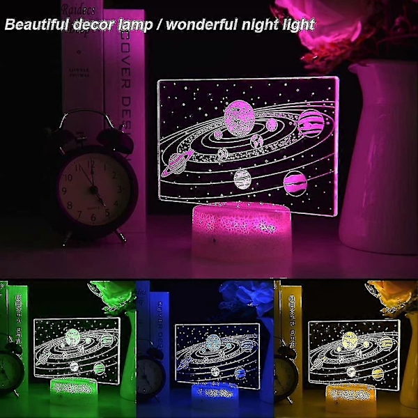 3D Dinosaurie Nattlampa, 4 Mönster 3D Hologram Illusion Lampa, Dimbar Fjärrkontroll/Smart Touch, 16 Färger Byter Ljus, Rum Dekoration T-rex Sängbord