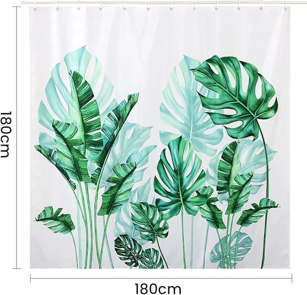 Skimmelsvampresistent badeforhæng (180*200cm store hvide blade Pr