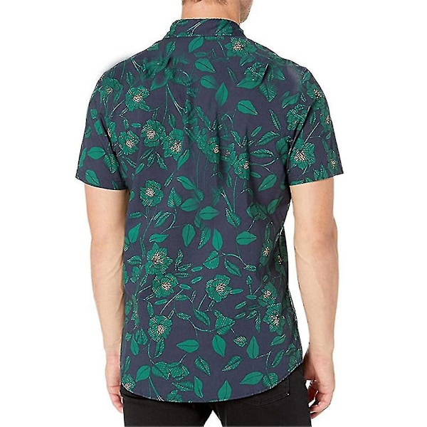 Miesten slim-fit lyhythihaiset painetut popliinipaidat M