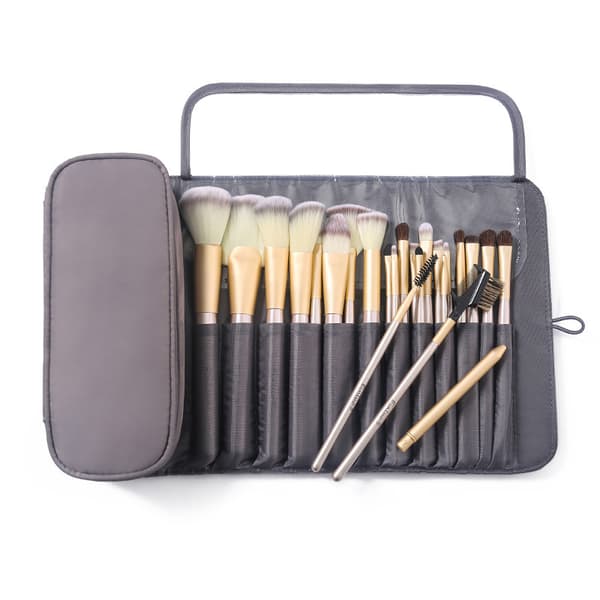 Foldable Professional Travel Makeup Brush Bag Grey