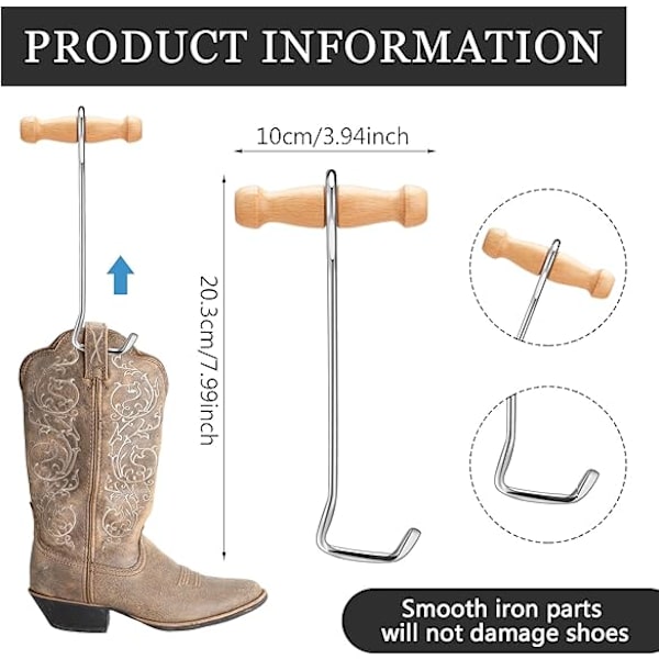 2 Pieces Boot Jack and Boot Puller, Boot Remover, Hooks for Unisex, Women, Men, Cowboy Waders, Easy Pull