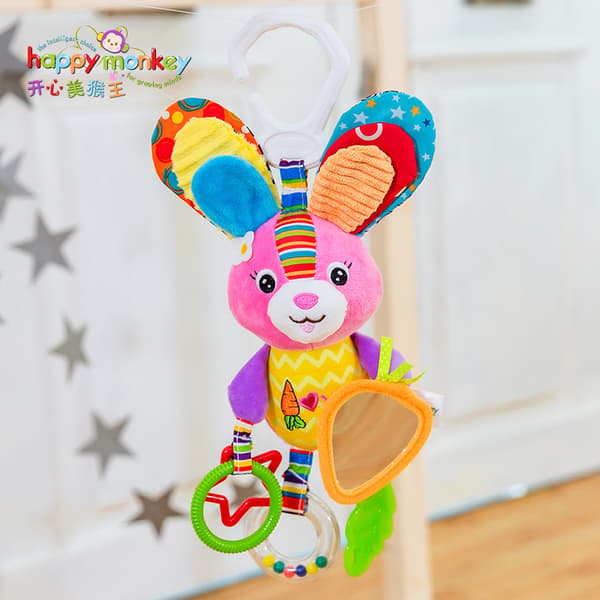 Soft Mobile Toy for Cot – Hanging Stroller Toy with Teether & Mirror for Infants Butterfly
