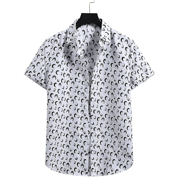 Mænd Sommerprint Kortærmede Knapper Skjorter Casual Toppe 2XL