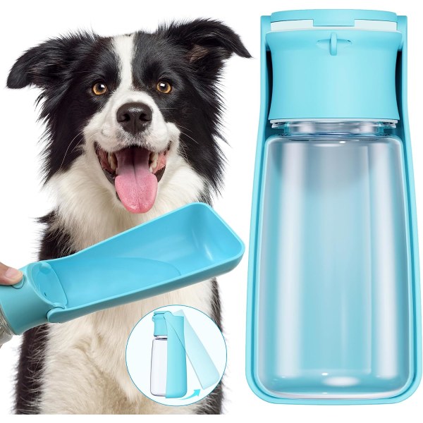 Bärbar vattenflaska för hund [Läcksäker och hopfällbar] Hundresor Vattenflaska Tillbehör för valp Små medelstora hundar 19OZ