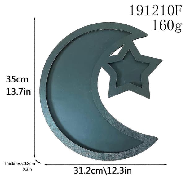 Ramadan Wooden Tray Eid Plates Ramadan Decorations Serving Table (1 pc, Blue)