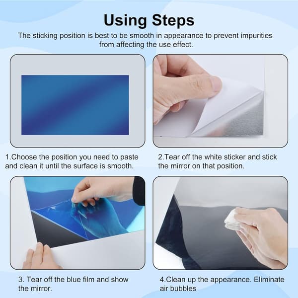 Self-Adhesive Acrylic Mirror, Flexible Plastic Mirror Tiles Wall Decals 15*15CM