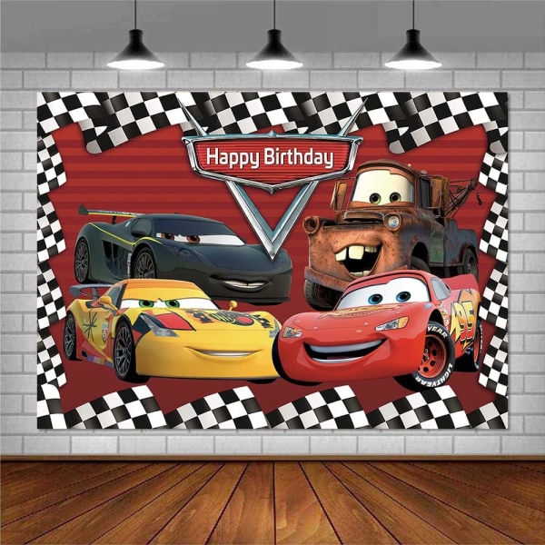 Fotobakgrund för pojke Barn bilar tema Grattis på födelsedagen Party Dekoration Banner 8x6ft