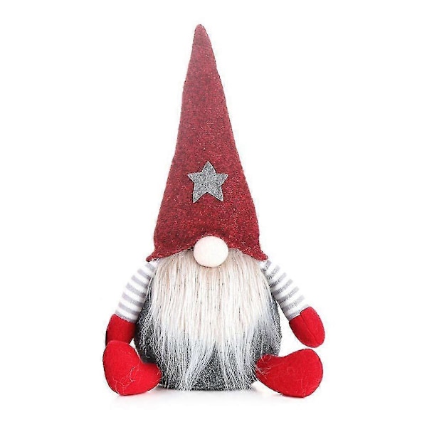 Julenisse Plysjdukke Jule Gonk Dverg Alv Ornamenter Gave Dekor Red