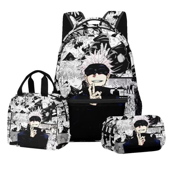 Jujutsu Kaisen Anime Backpack 3-piece set for students with lunch bag and double-layer pencil case, multiple styles b115 b115 pencil case