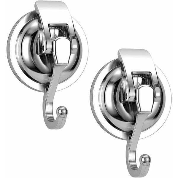 Suction Cup Hooks, 2 Pieces Vacuum Suction Cup Hook Water Resistant Anti-rust Seamless Wall Hook Max Load 10KG