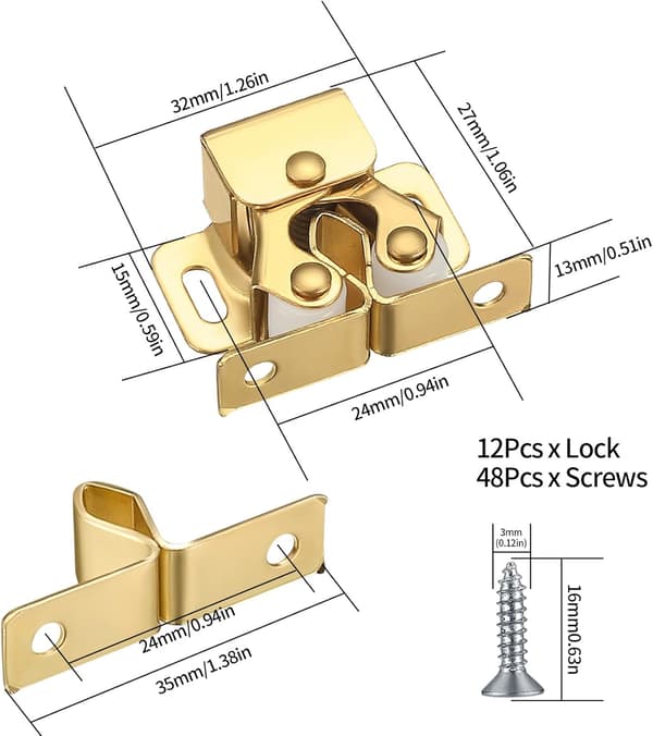 Double Roller Catches for Wardrobe and Dresser, Double Roller Cabinet Catches Double Roller Latches