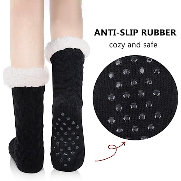Herr Fuzzy Tofflor Strumpor Vinter Mysig Mjuk Stuga Varm Mjuk Fleece Foder Tjock Bekväm Stickad Icke Halkskydd Jul Hemstrumpor ljusgrå