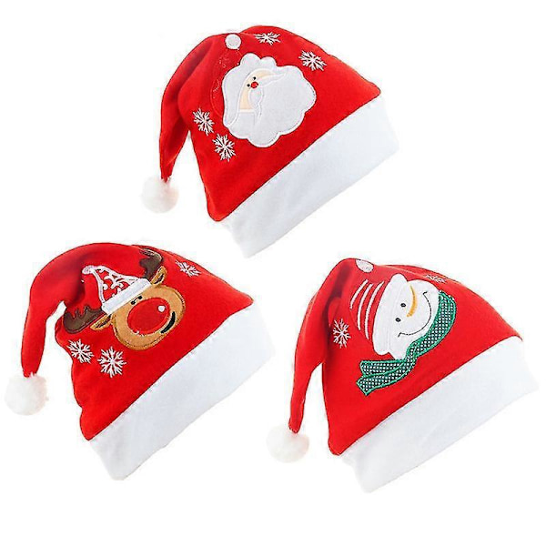 Julehatter 3 stk. Nisseluer 40*28cm Plysj Nisseluer Julenissen Snømann Elg Julepynt Til Jul