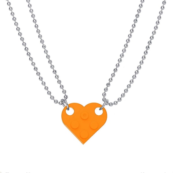 2 kpl Miesten Naisten Yhteensopivat Kaulakorut Irrotettavat Viehättävät Palapelisydänriipus Choker-kaulakorut Pariskunnalle Orange