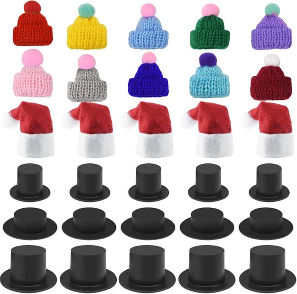 118st Mini Christmas Knitted Hat Mini Red Christmas Hat Black Plastic Christmas Hat