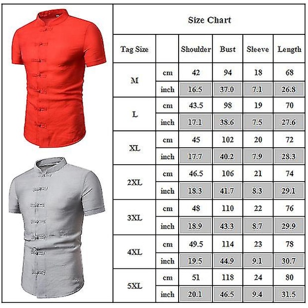 Miesten itämainen nappipaita, retro, slim fit, pystykaulus, lyhythihainen paita M