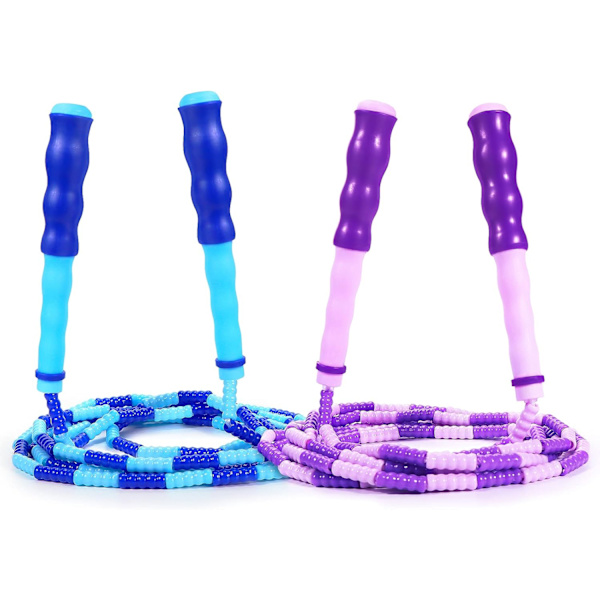 Jumprep Barn - 2-pack Mjuka Pärlhopprep Justerbara Trasselfria Segmenterade Hopprep för Barn och Studenter