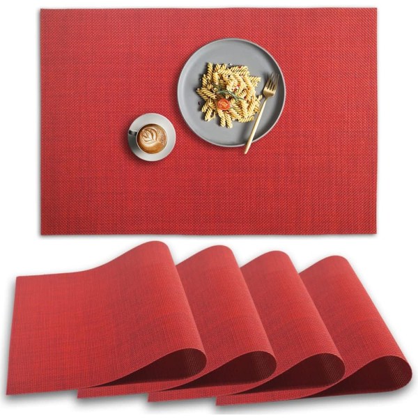 PVC bordstablett, 4 st halksäkra värmebeständiga bordstabletter, tvättbara vinylunderlägg, set med 4 Brown,42