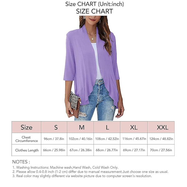 Cardigan toppe ensfarvet trekvartærme Falbala asymmetrisk kant casual cardigan overfrakke til kvinder sort s