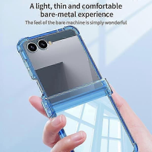 For Samsung Galaxy Z Flip7 5G Airbag Hinge Full Protection Case Shockproof Shell with Screen Protector Blue Blue