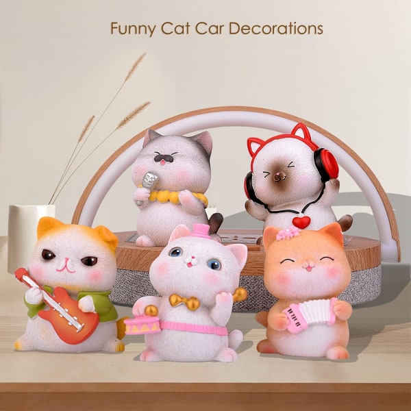 Cat Car Dashboard dekorationer Söta kattband bilprydnader för bil Dashboard dekoration Tillbehör Hemskärm