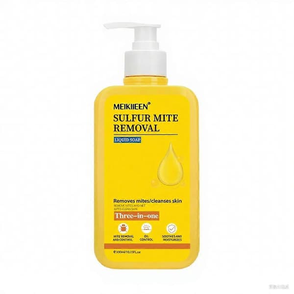 Refreshing shower gel based on sulfur, effectively combats body odor and acne; antibacterial formula with sulfur.