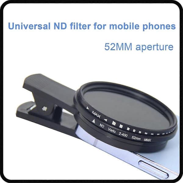 1 Set Solar Eclipse Phone Filter 52mm Camera Lens Filter ND 2-400 Smartphone Lens Filter with Clip