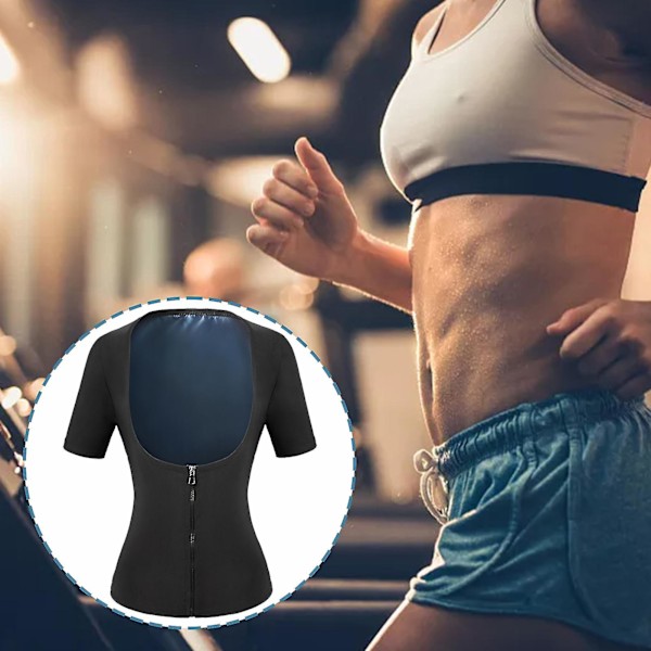 Saunadräkt för kvinnor Svettskjortor Andningsbar Midja Tränare Väst Gym Träning Väst Svettdräkter Body Shaper Dragkedja för kvinnor