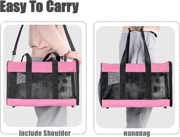 Soft Pet Carrier, Foldable, Durable, and Travel-Friendly M Pink