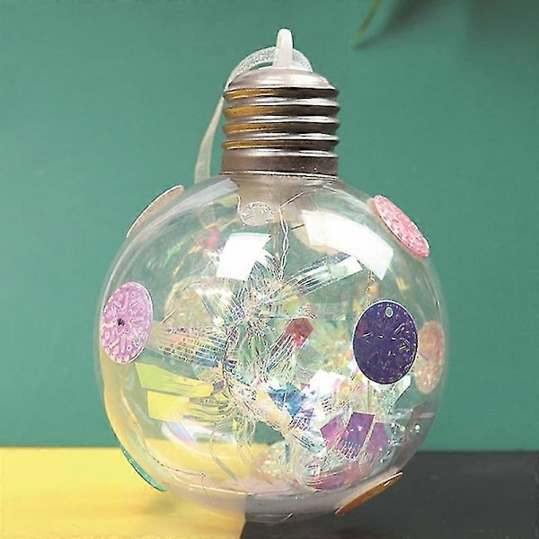 3 stk / sett Led julekuler Lysende økning atmosfære Rund form Høy lysstyrke Hengende dekorere Faux Fjær Transparent juletre Decora B 8 cm