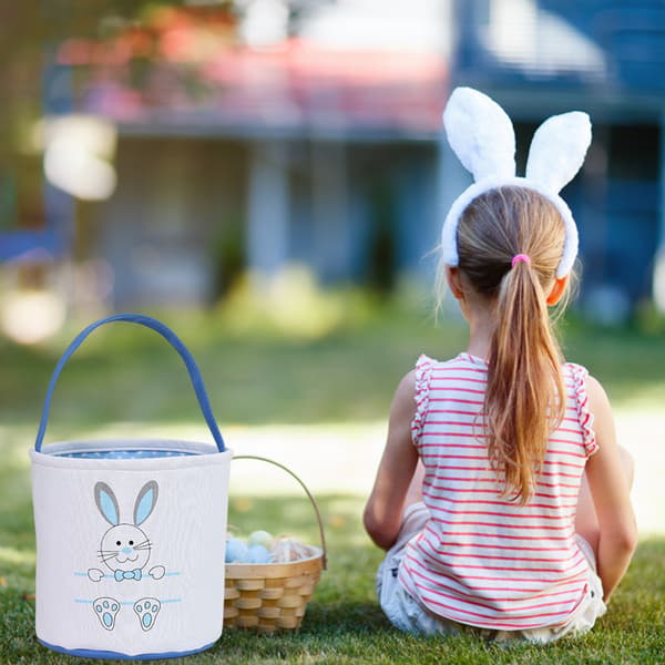 Easter Bunny Canvas Basket Kids Easter Storage Gift Egg Rabbit Basket Children Party Decoration