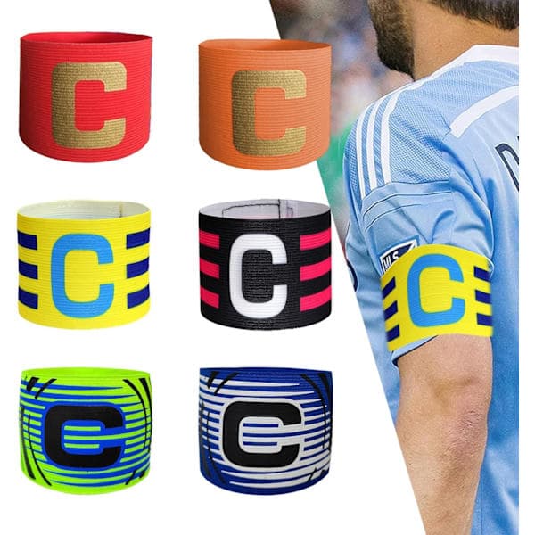 6 stk kapteinsbind, justerbart kapteinsbind fotball for barn og voksne, flerfarget elastisk sportsbind polyester