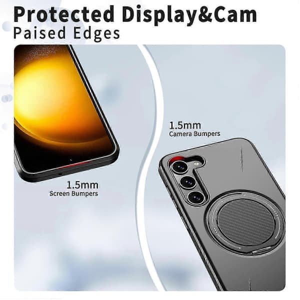 Samsung Galaxy S23 Magnetic Case with Rotating Stand, TPU + PC Protective Mobile Phone Case, Thin Anti-Fall Case Black