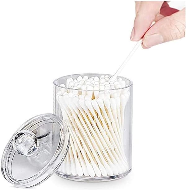 1 x Clear Acrylic Empty Storage Jar with Transparent Lid for Cotton Swabs, Snacks