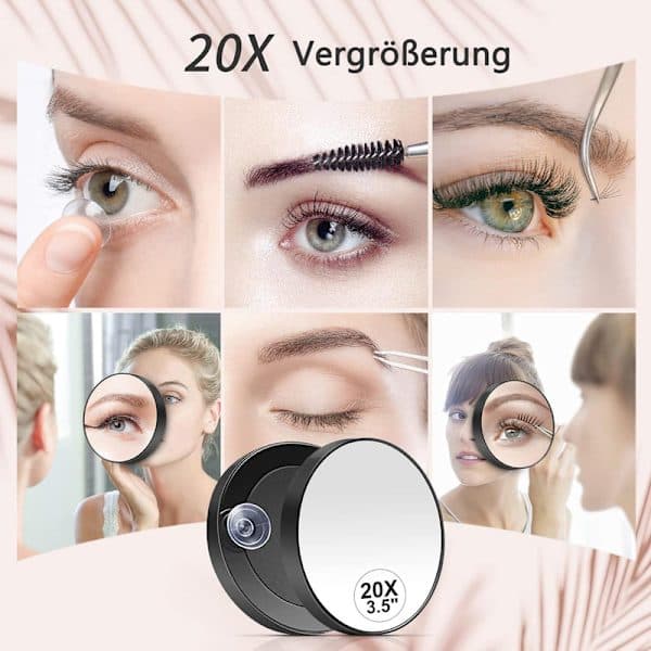 Makeup Mirror with Magnification - 20X/30X Magnifying Mirror with Suction Cups and Tweezers, Practical Makeup Tool White 20x White white 20x