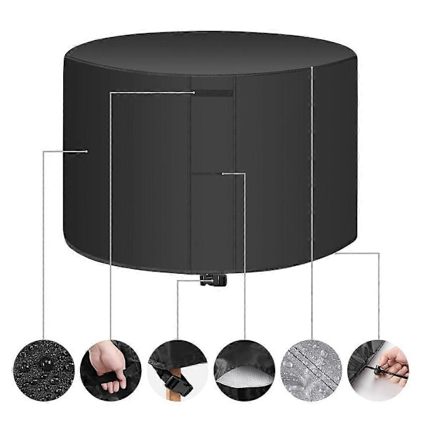 SZTXJ Anti-UV Deksel Spisebordstol Støvdeksel 230*110cm (Svart) Hagemøbeldeksel Rundt Hageborddeksel Vanntett Resistent Sirkulær Ute