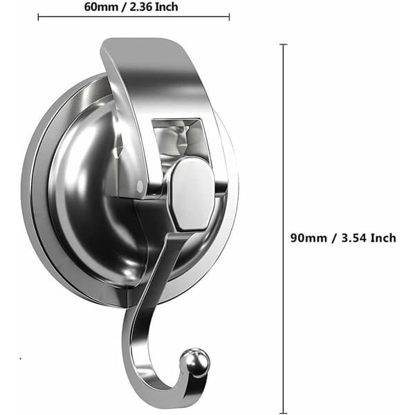 Suction Cup Hooks, 2 Pieces Vacuum Suction Cup Hook Water Resistant Anti-rust Seamless Wall Hook Max Load 10KG
