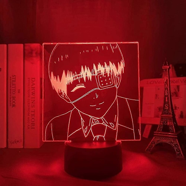 Shxx 3D Illusionslampa Nattlampa Barn Dekorativ Ken Kaneki Tokyo Ghoul Anime Ljus För Barn Sovrum Dekoration Nattlampa Födelsedagspresent Manga Gadget La