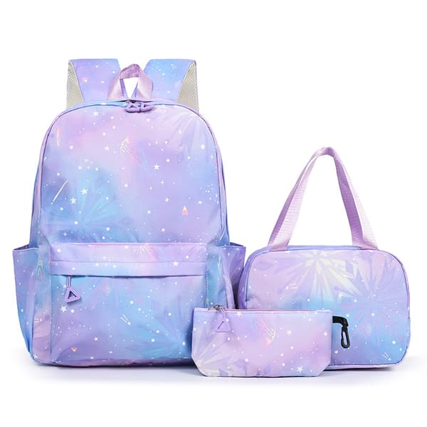Backpack Large Capacity 3 Piece Set, Includes Lunch Bag and Pencil Case for Students Blue