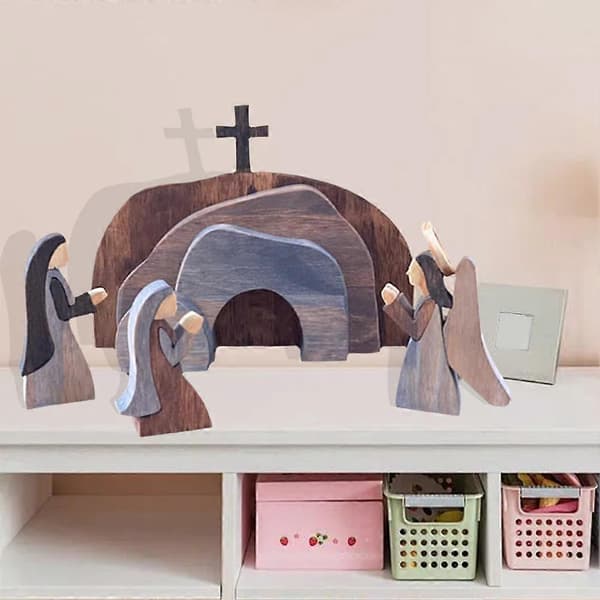 Easter Resurrection Scene Nativity Set Easter Wooden Decoration Jesus Nativity Scene