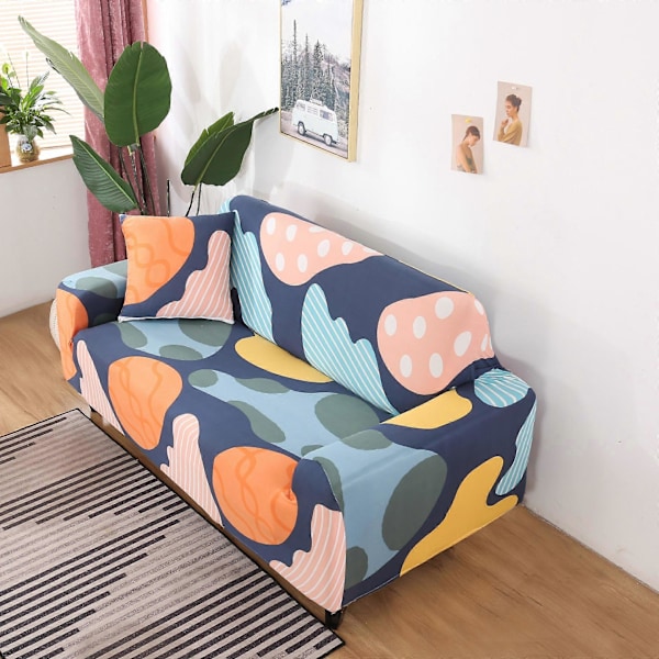 Strækbar Sofabetræk Printet Sofabetræk Lænestolsbetræk til Sofahynder Sofa Elastisk Universal Møbelbeskytter med 1 Pudebetræk, Anti-Kat S