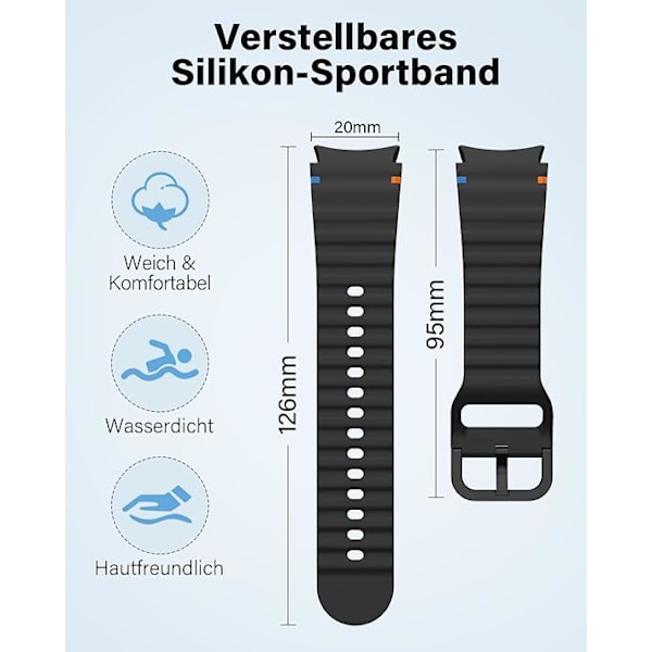 SimpleThings No Gap Sport Silikoniranneke Samsung Galaxy Watch 7/6/5/4:lle Orange Watch7/FE/6/5/5Pro/4