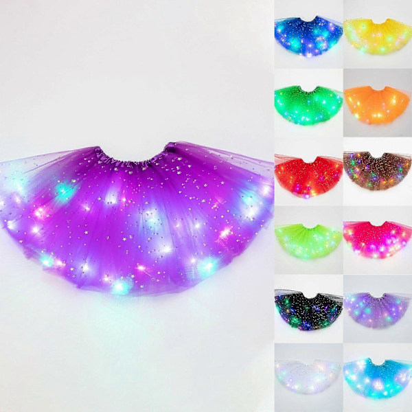 Tylli Hame Nainen LED Tutu Aikuinen Teini Tutu Juhla Baletti Tanssi Naamiaisasu Halloween Asu Svart