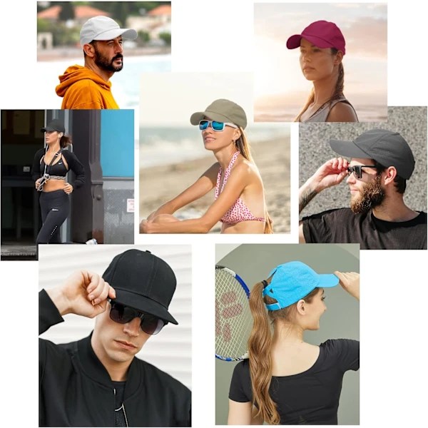 Baseballcaps for kvinner - Solhatt med hestehale, hurtigtørkende løpehatt, golfcaps for kvinner, justerbare trucker-caps med kryss for kvinner White