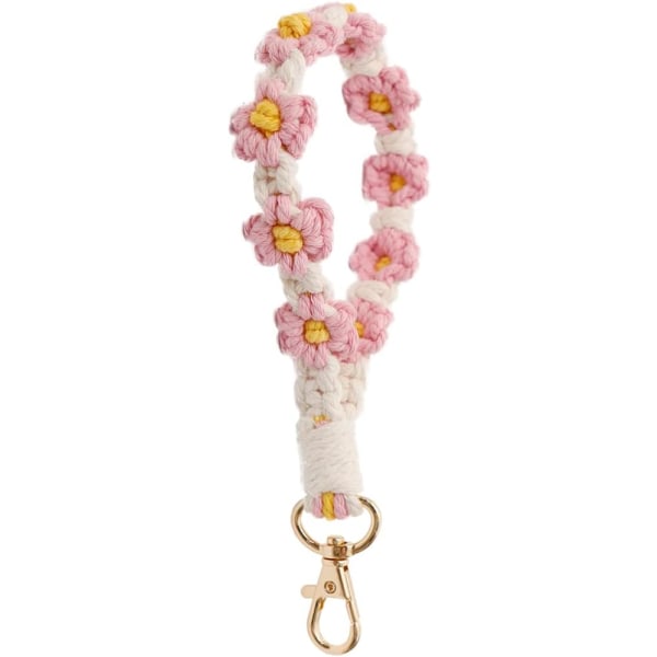 Söt spetsnyckelring Bohemian handgjorda vävda armbandsarmband nyckelring blommig handledsband nyckelringsställ