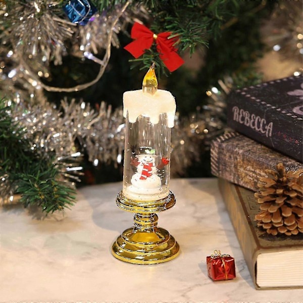 Jultomte Ljusstake, Batteridriven LED-Ljusstake, Vattentät, Flimmerande Juldekorationer Present - jjS Yellow - C
