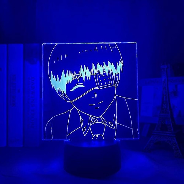 Shxx 3D Illusionslampe Natlys Børn Dekorativ Ken Kaneki Tokyo Ghoul Anime Lys Til Børns Soveværelsesindretning Natlys Fødselsdagsgave Manga Gadget La